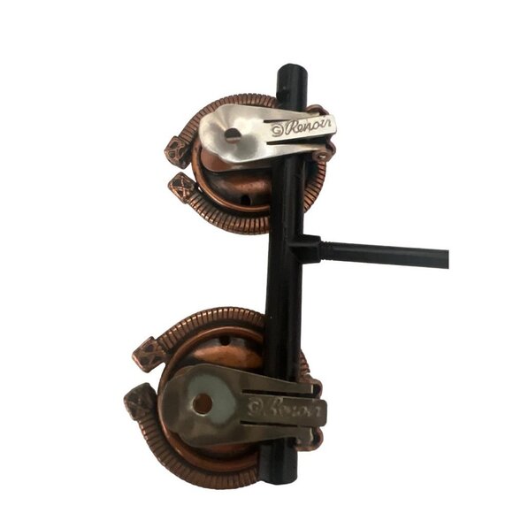 Renoir Vintage Copper Rose Goldtone Button Clip-on Earrings - Picture 5 of 6